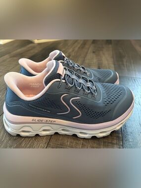 Skechers Slip Ins Glide Step Womens 6.5 Slate & Pink  EXCELLENT